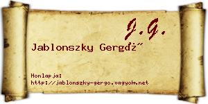 Jablonszky Gergő névjegykártya