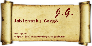 Jablonszky Gergő névjegykártya